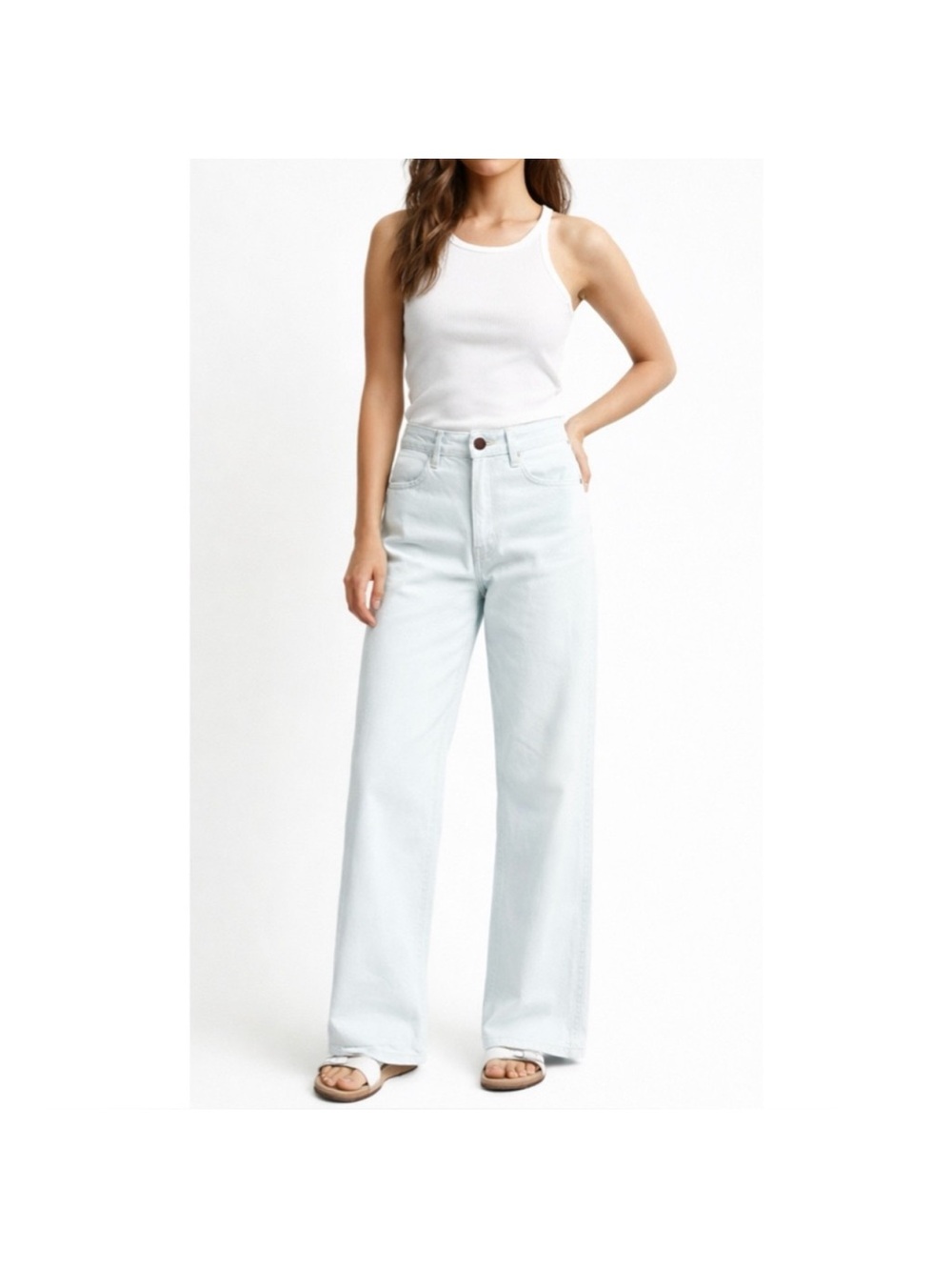 We Wore What High-Rise Wide Leg Jeans in Light Blue